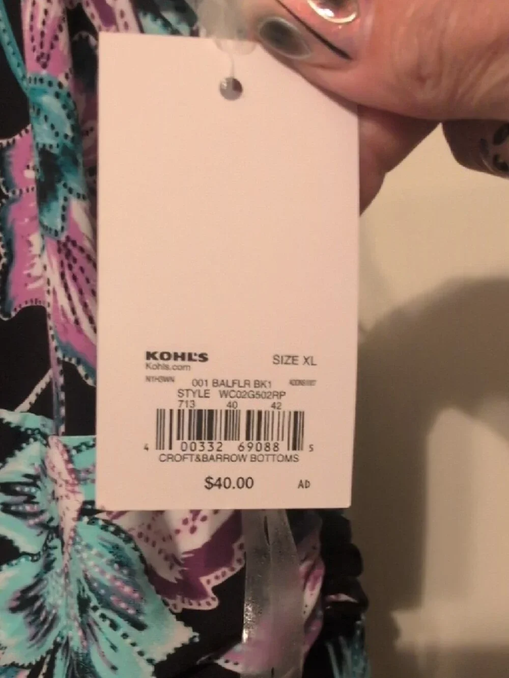 croft & barrow Black Maxi Dress with Teal and Purple Floral Print - Picture 3 of 6